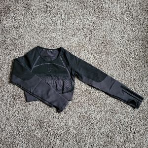 Gymshark Geo Seamless Long Sleeve Crop Top - Black